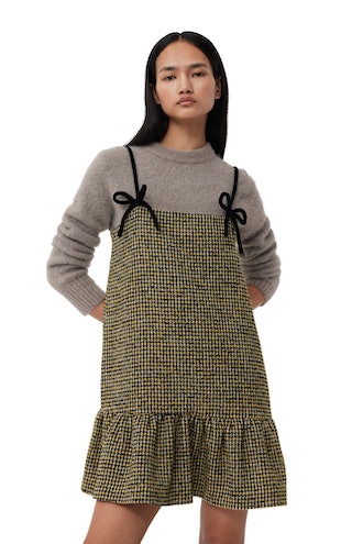 Woollen Checkered Mini Dress