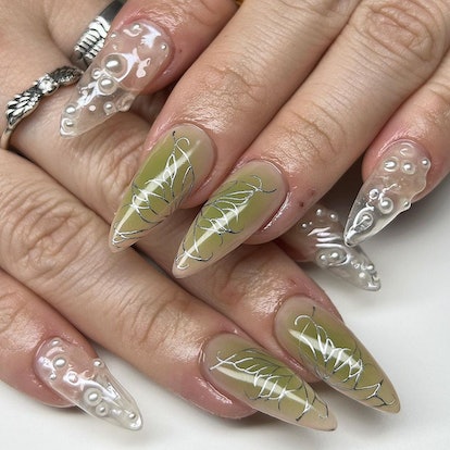 3D fairy wing nail art design that matches the cabincore aesthetic.